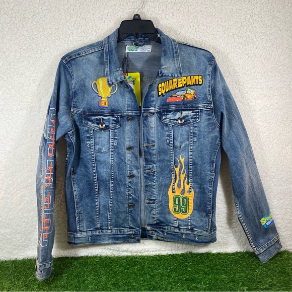 SpongeBob Denim Jean Jacket Off To The Races Women Size Medium Rare - Picture 3 of 16